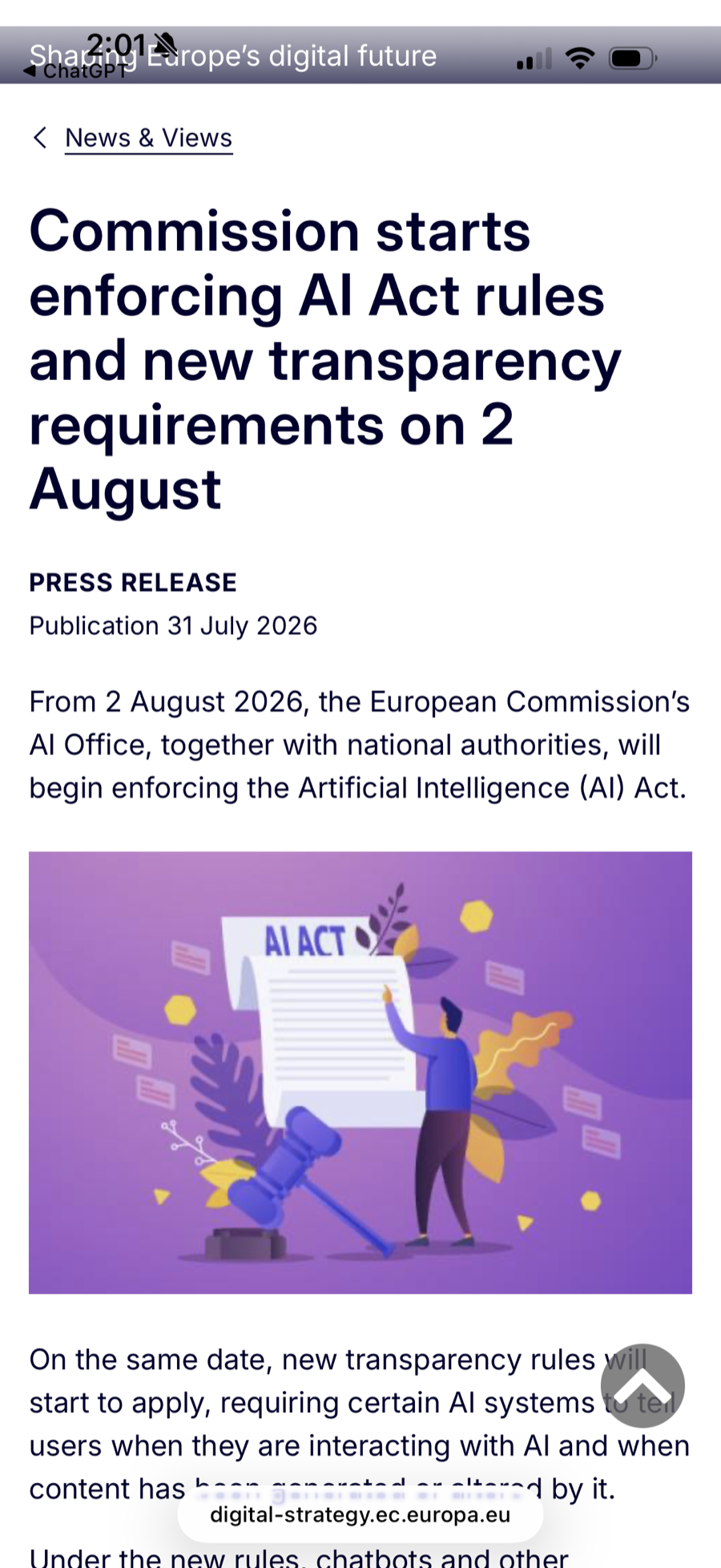 EU AI Act transparency screenshot